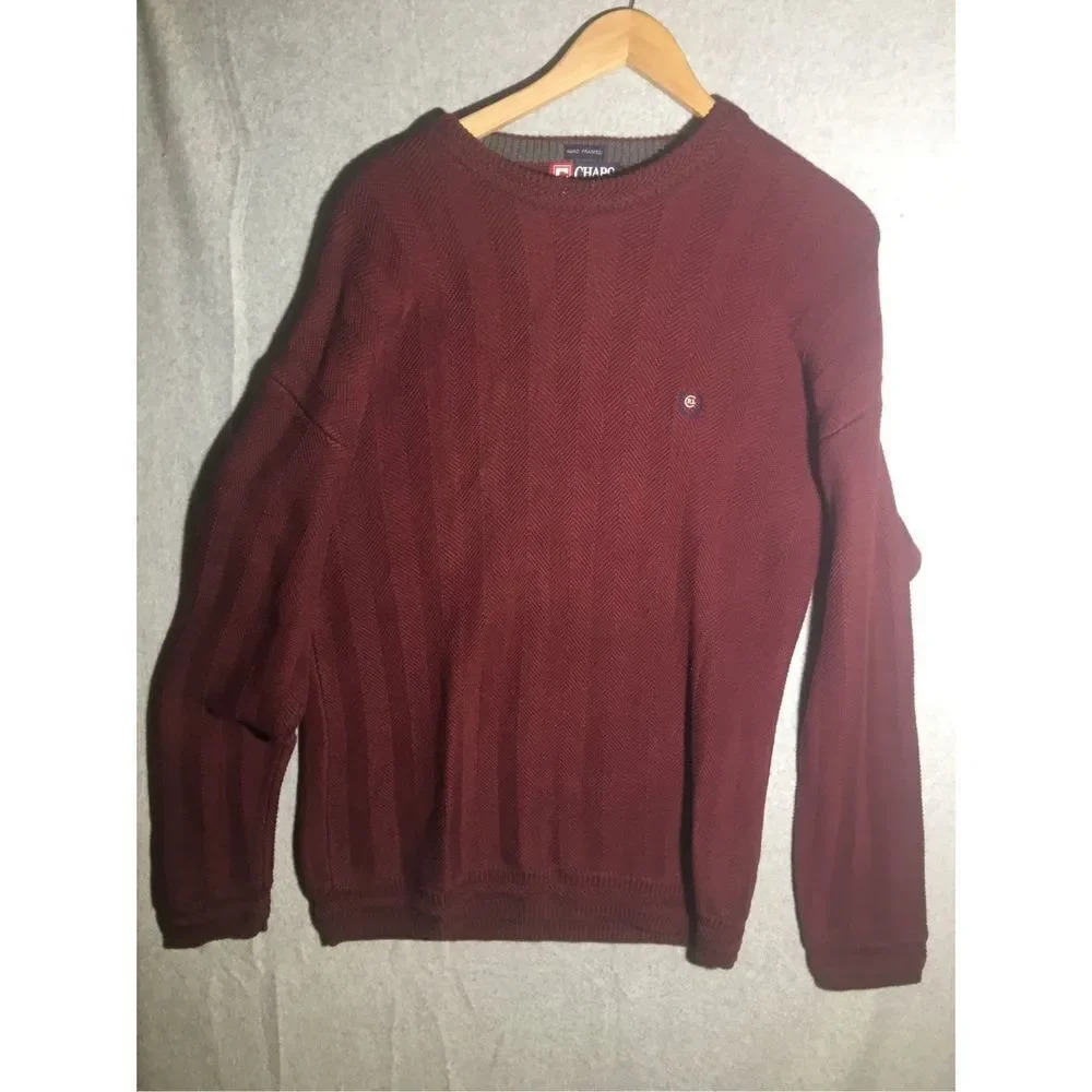 Mens Chaps Ralph Lauren Sweater Hand Framed Maroon Red Thick knit Winter